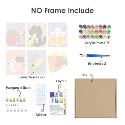 Kattungar och frukter - Måla efter nummer