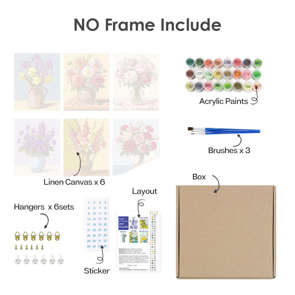 Blommor i vaser - Måla efter nummer