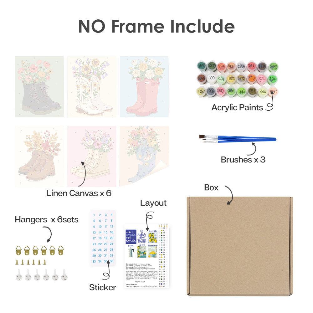 Blommor i skor - Måla efter nummer