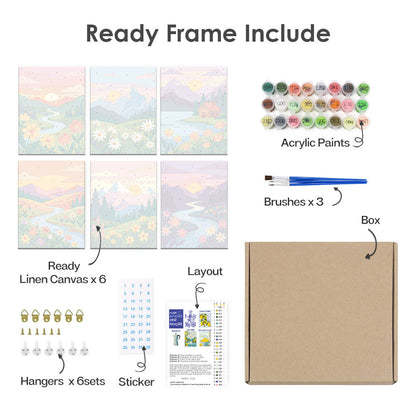 Berg och blommor - Måla efter nummer