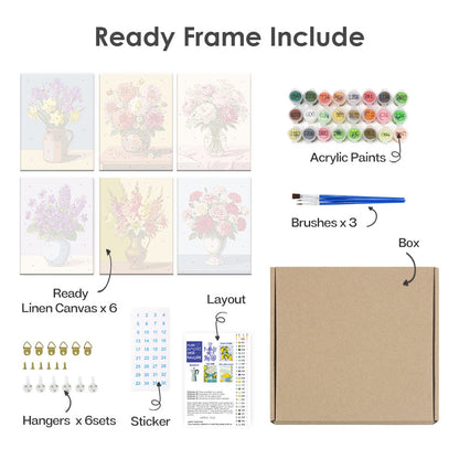 Blommor i vaser - Måla efter nummer